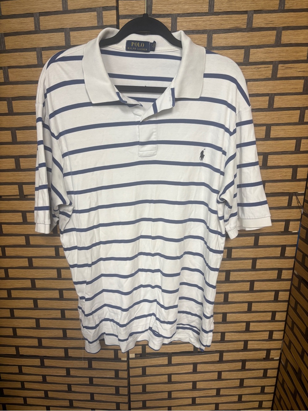 Polo Ralph Lauren white and blue stripe polo size large tall